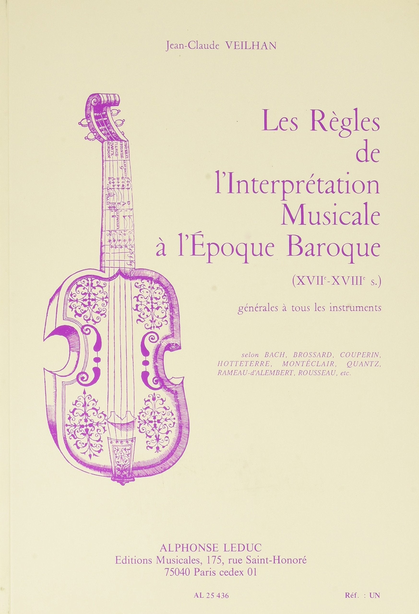 REGLES DE L'INTERPRETATION MUSICALE A L'EPOQUE BAROQUE (VERSION FRANCAISE) Sheet Music