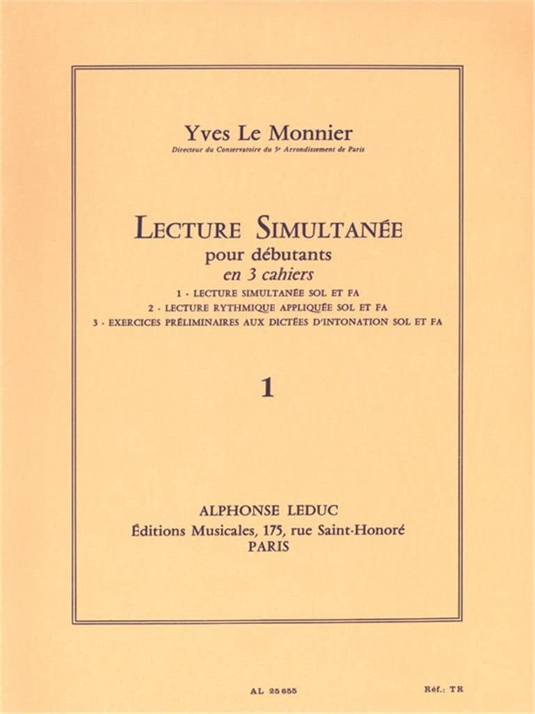YVES LE MONNIER : LECTURE SIMULTANEE POUR DEBUTANT VOLUME 1 - CLE DE SOL ET FA Sheet Music
