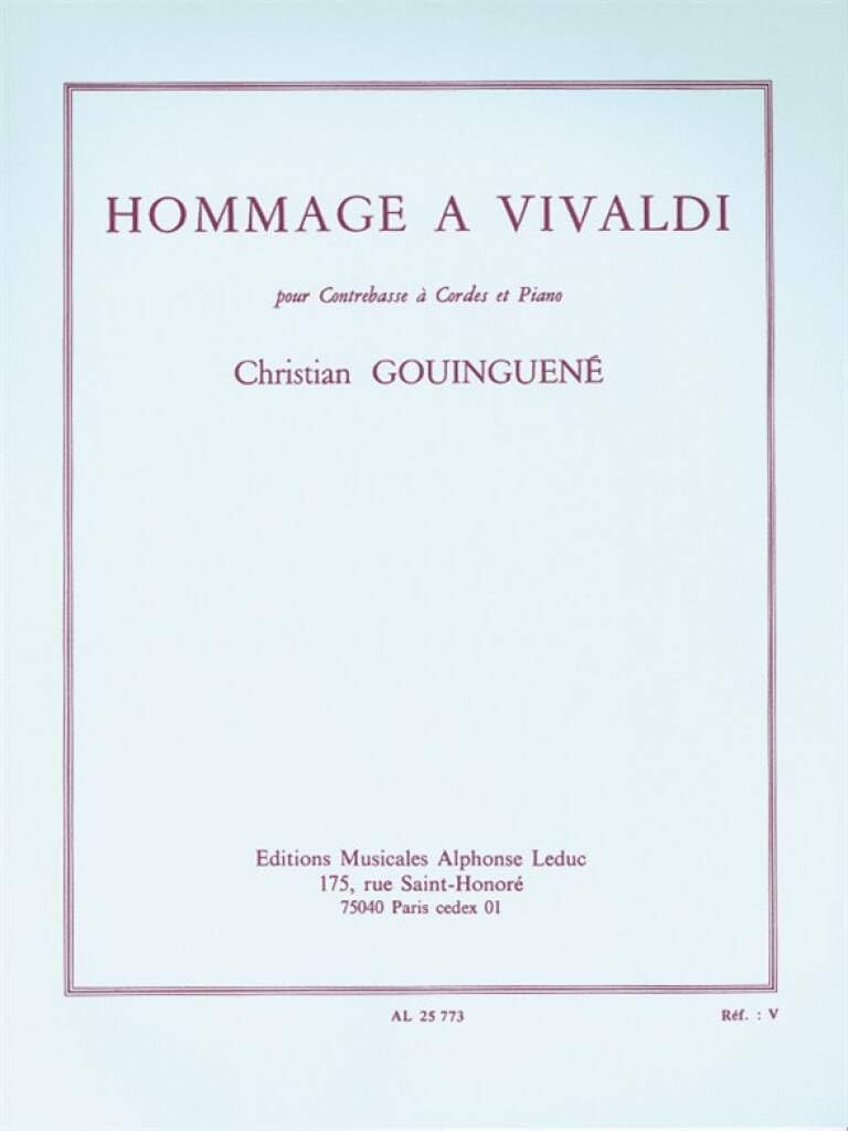Christian gouinguene: hommage a vivaldi - double bass and piano book