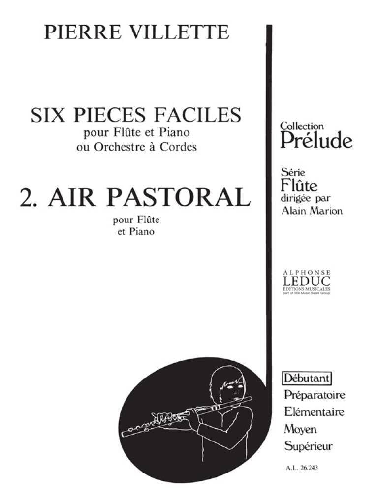 Pierre villette: 6 pieces faciles no.2, op.48: air pastoral (flute & piano) book