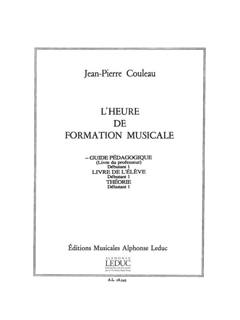 Jean-pierre couleau: l'heure de formation musicale - guide pedagogique book