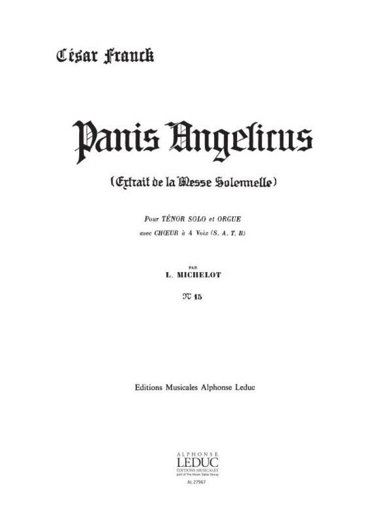 PANIS ANGELICUS/N015CHANT(LA)/CHOEUR A 4 VOIX ET ORGUE book