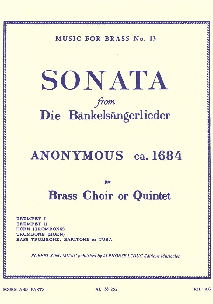 SONATA (BANKELSANGERLIEDER) BRASS QUINTET/SCORE AND PARTS(PTION/PTIES)MFB013 book
