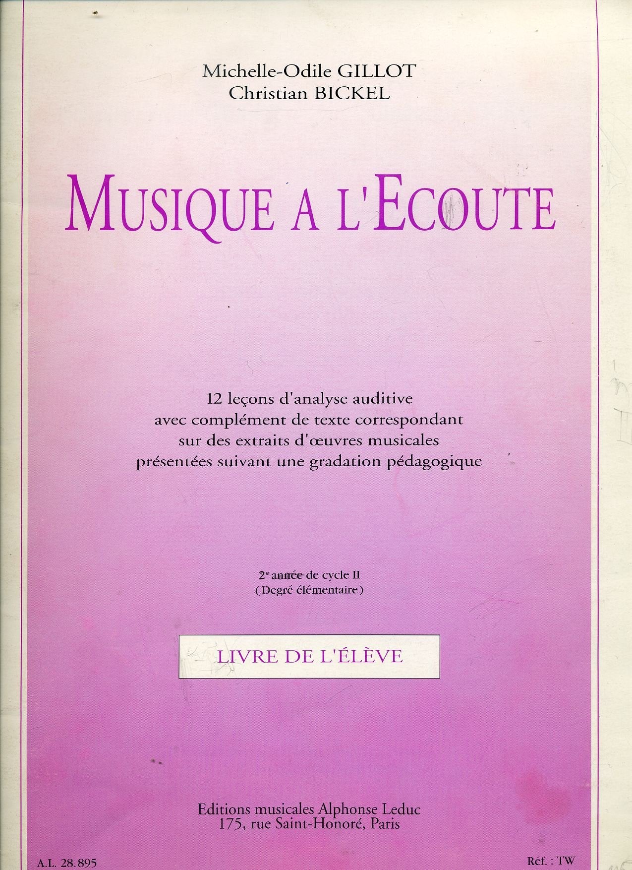 Musique à l'écoute 12 leçons d'analyse auditive book