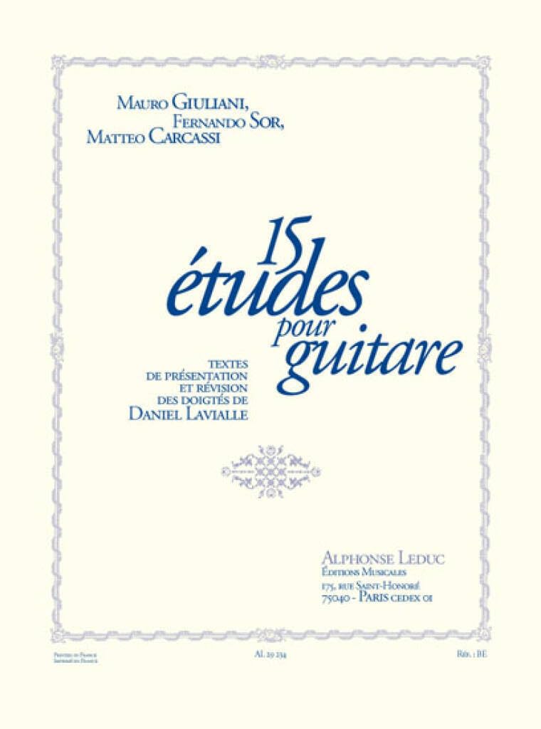 Sor giuliani et carcassi: 15 etudes texte de presentation et revision des doigtes book
