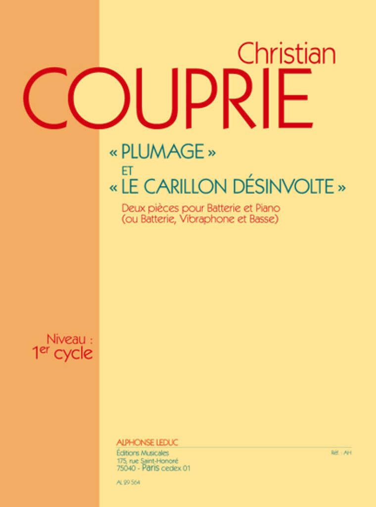 Christian couprie: plumage & le carillon desinvolte (percussion(s) & piano) book