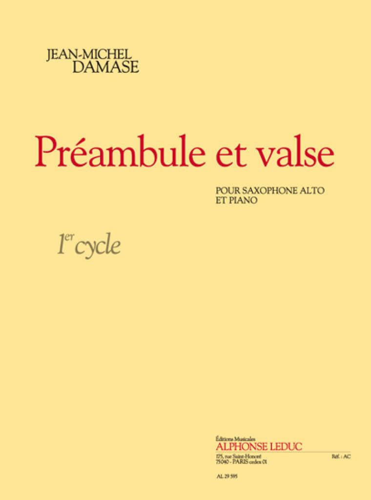 Damase: preambule et valse (cycle 1) pour saxophone alto book