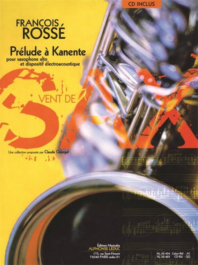 Rosse, francois: prelude a kanente (georgel) alto saxophone book/cd book