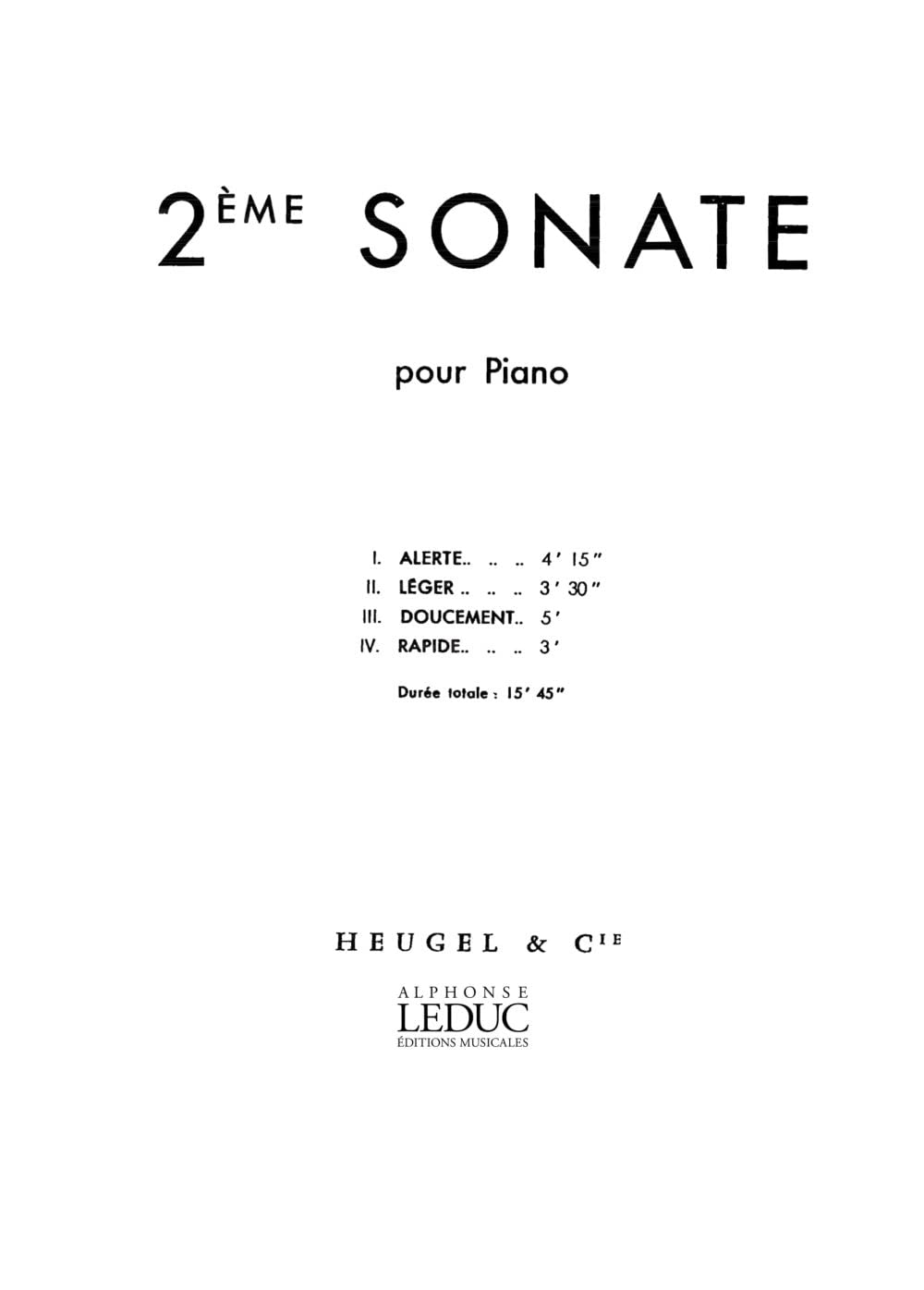 DARIUS MILHAUD: SONATE NO.2, OP.293 (PIANO SOLO) PIANO Arts & Music