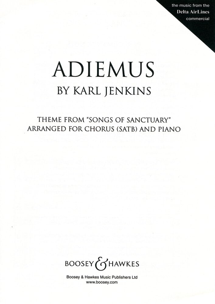 Adiemus I: Thème de Songs of Sanctuary. mixed choir (SATB) and piano. Partition de chœur. book