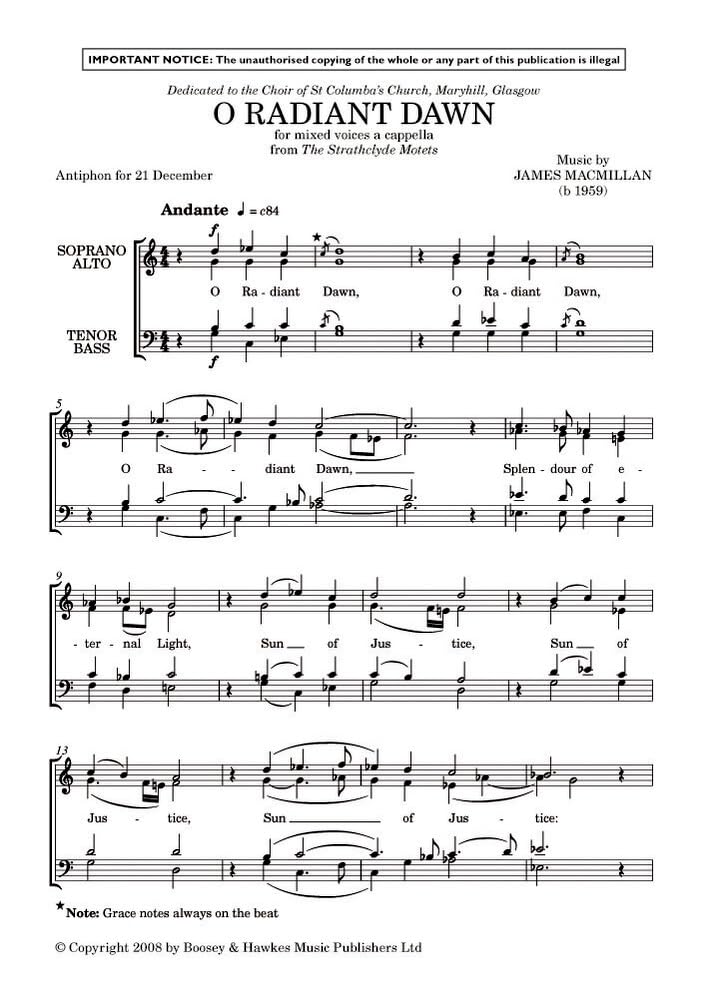 O Radiant Dawn: from "The Strathclyde Motets". gemischter Chor (SATB) a cappella. Chorpartitur. Sheet Music