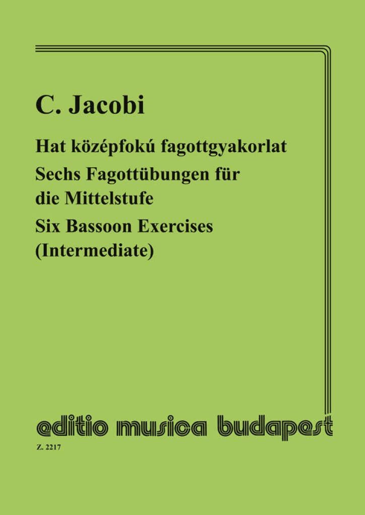 SECHS FAGOTTUBUNGEN FUR DIE MITTELSTUUFE BASSON Arts & Music