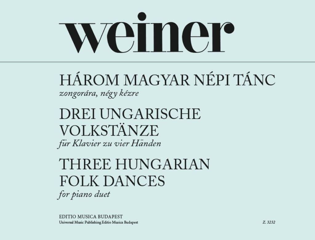 Drei ungarische Volkstänze. Klavier vierhändig. Sheet Music