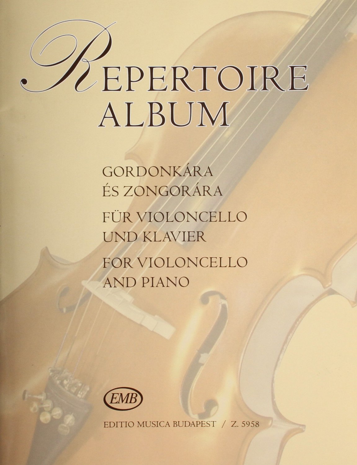 REPERTOIRE ALBUM for Violoncello and Piano Sheet Music