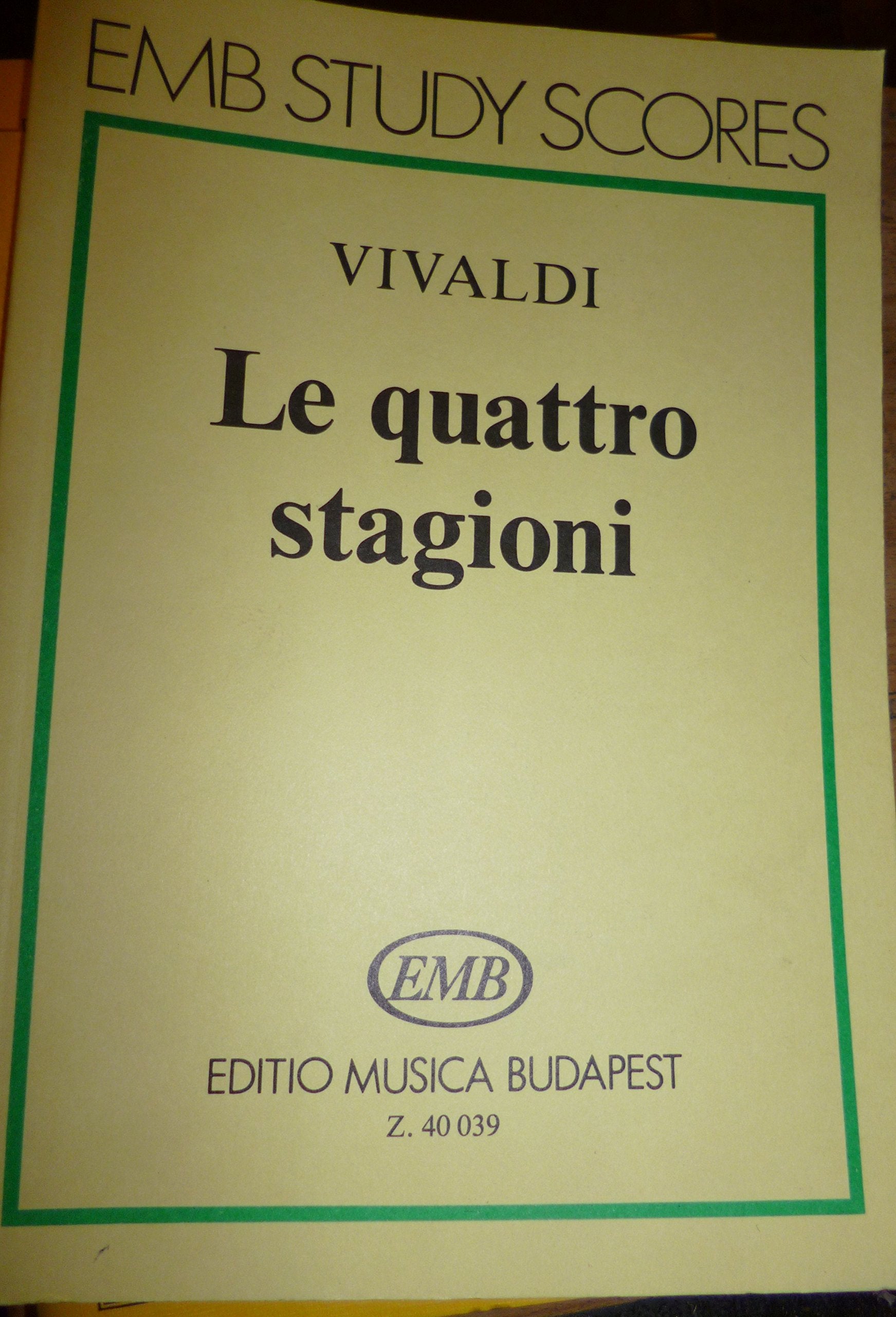 Le quattro stagioni 4 concerti per violino, archi e organo (o cembalo) op.8 book