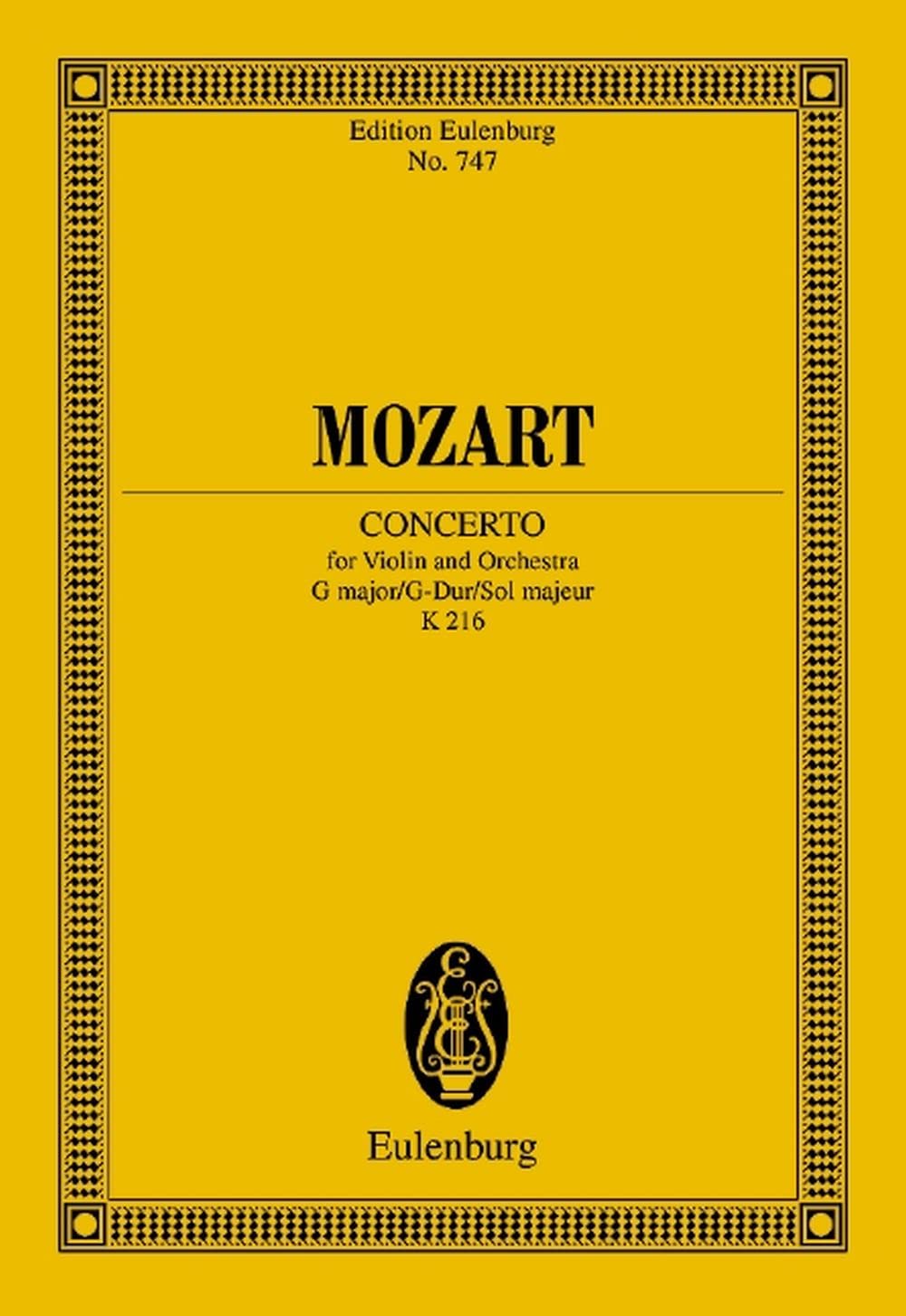 Konzert G-Dur: KV 216. Violine und Orchester. Studienpartitur. (Eulenburg Studienpartituren) Sheet Music