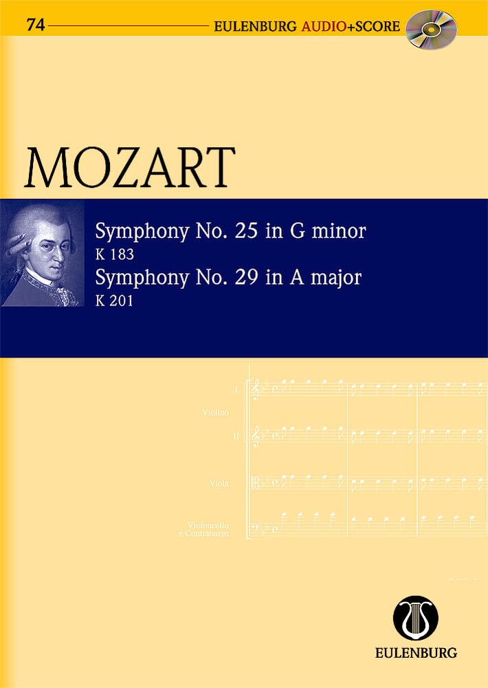 Sinfonie Nr. 25 g-Moll, Sinfonie Nr. 29 A-Dur: KV 183 und KV 201. Orchester. Studienpartitur. (Eulenburg Audio+Score, Band 74) Sheet Music