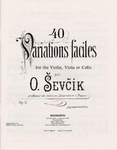 Sevcik Opus 3 Klavierbegleitung: 40 Variationen für Violine, Viola und Cello Sheet Music