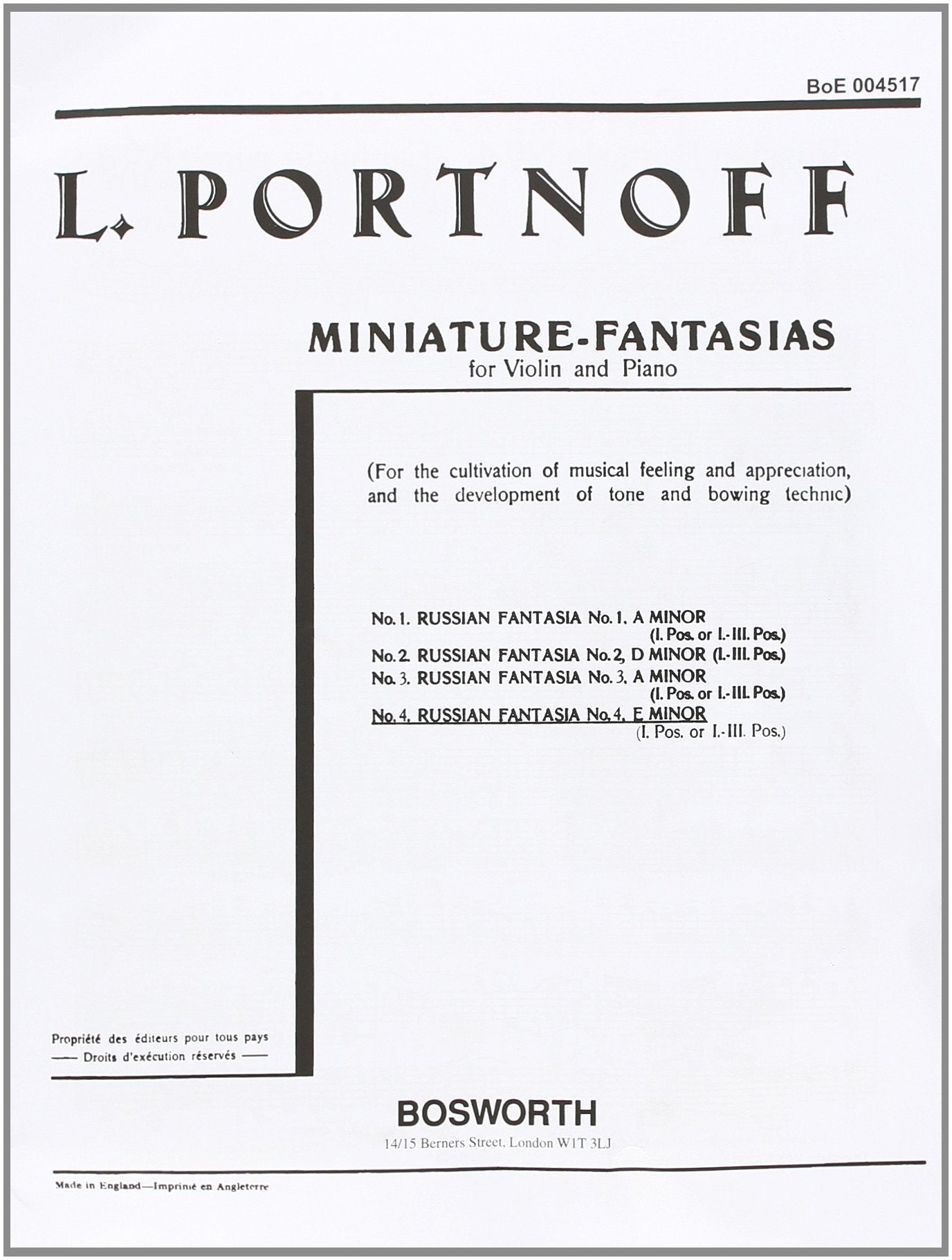 Fantaisie Russe N°4 en mi min. - Violon book