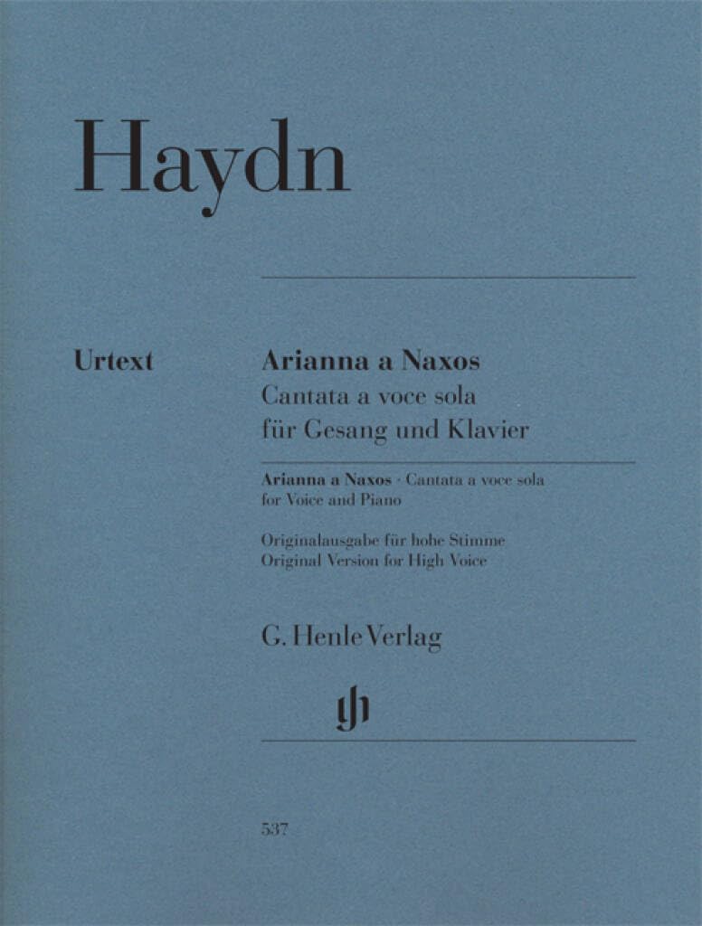Arianna a Naxos, Cantata a voce sola für Gesang und Klavier Hob. XXVIb:2: Besetzung: Singstimme und Klavier (G. Henle Urtext-Ausgabe) Sheet Music