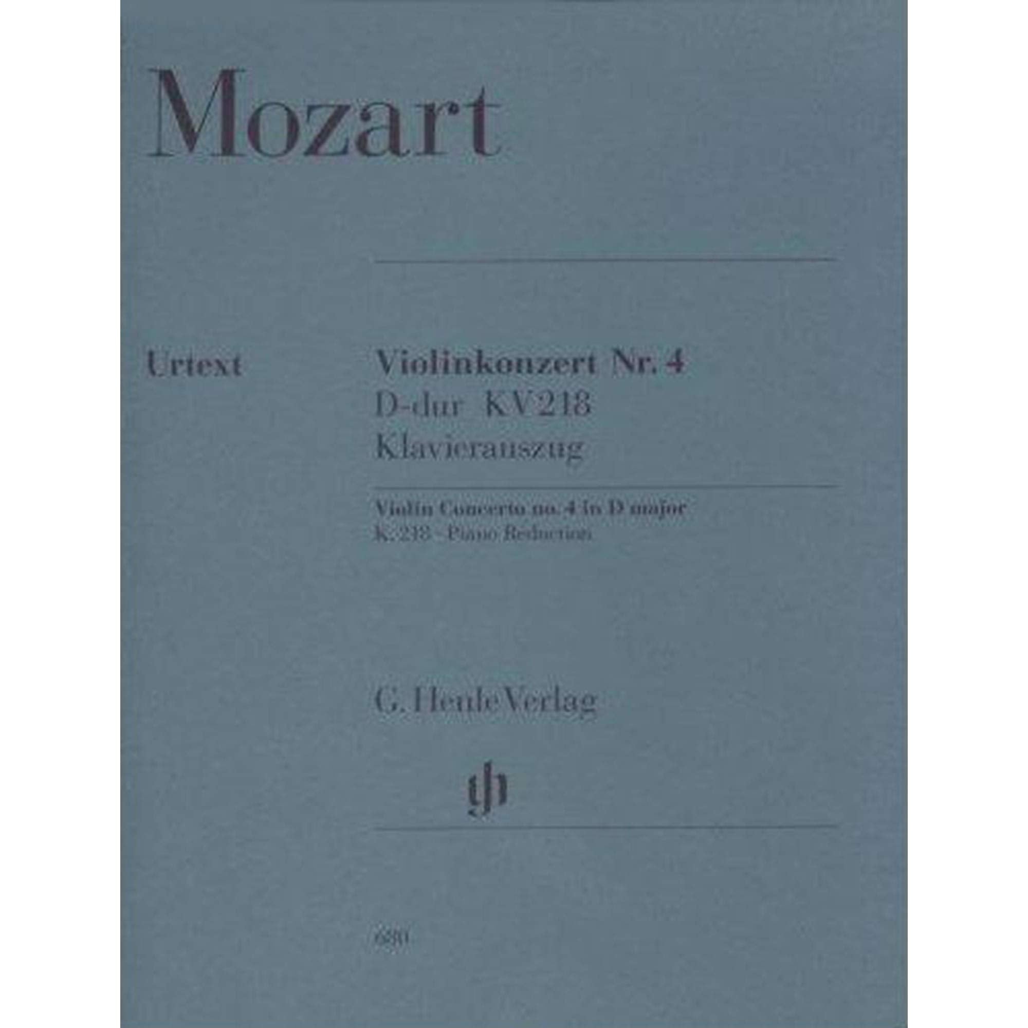 Konzert 4 d-Dur KV 218 Vl Orch. Violine, Klavier: Instrumentation: Violin and Piano, Violin Concertos (G. Henle Urtext-Ausgabe) Sheet Music