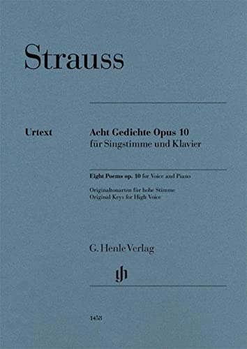 Acht Gedichte op. 10. Gesang, hohe Stimme: Besetzung: Singstimme und Klavier (G. Henle Urtext-Ausgabe) Sheet Music