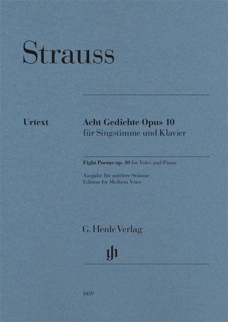 Acht Gedichte op. 10; Mittlere Stimme und Klavier: Besetzung: Singstimme und Klavier (G. Henle Urtext-Ausgabe) Sheet Music