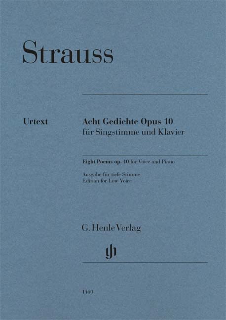 Acht Gedichte op. 10; Tiefe Stimme und Klavier: Besetzung: Singstimme und Klavier (G. Henle Urtext-Ausgabe) Sheet Music