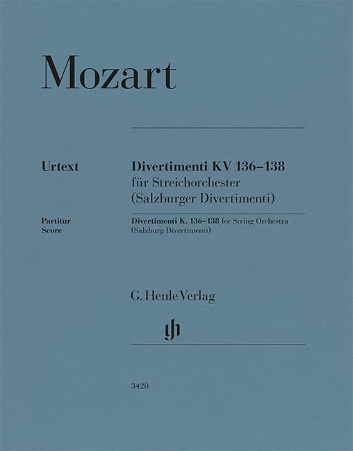 Wolfgang Amadeus Mozart: Divertimenti KV 136-138 (Salzburger Divertimenti); Dirigierpartitur book