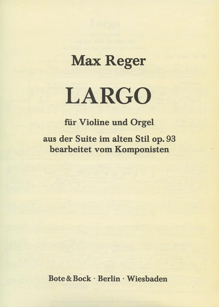 Suite in the old style: Largo. op. 93/2. violin and organ. book