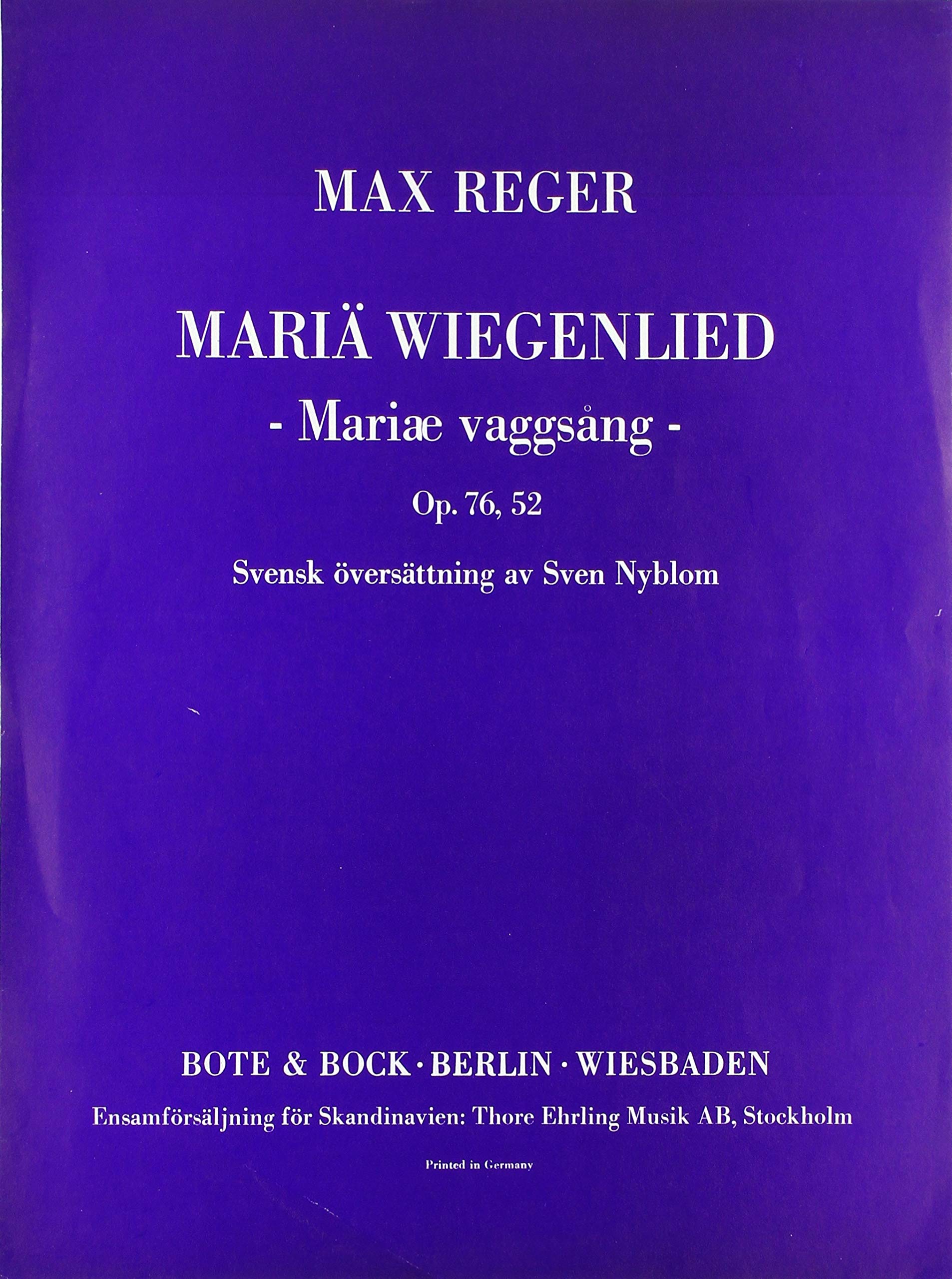 Schlichte Weisen: Mariä Wiegenlied. op. 76 Nr. 52. mittlere Singstimme und Klavier. mittel. Sheet Music