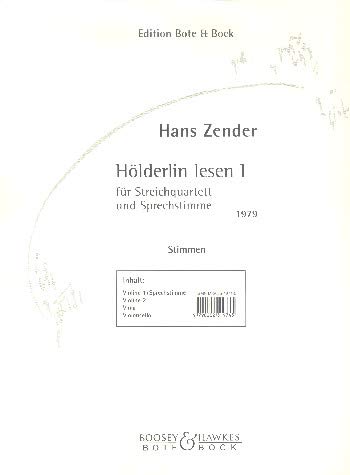 Hölderlin lesen I: Streichquartett und Sprecher ad libitum. Stimmensatz. Sheet Music