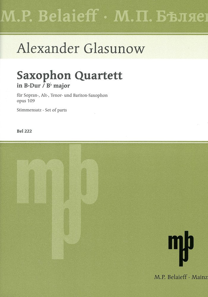 Saxophon Quartett B-Dur: op. 109. 4 Saxophone (SATBar). Stimmensatz. Sheet Music