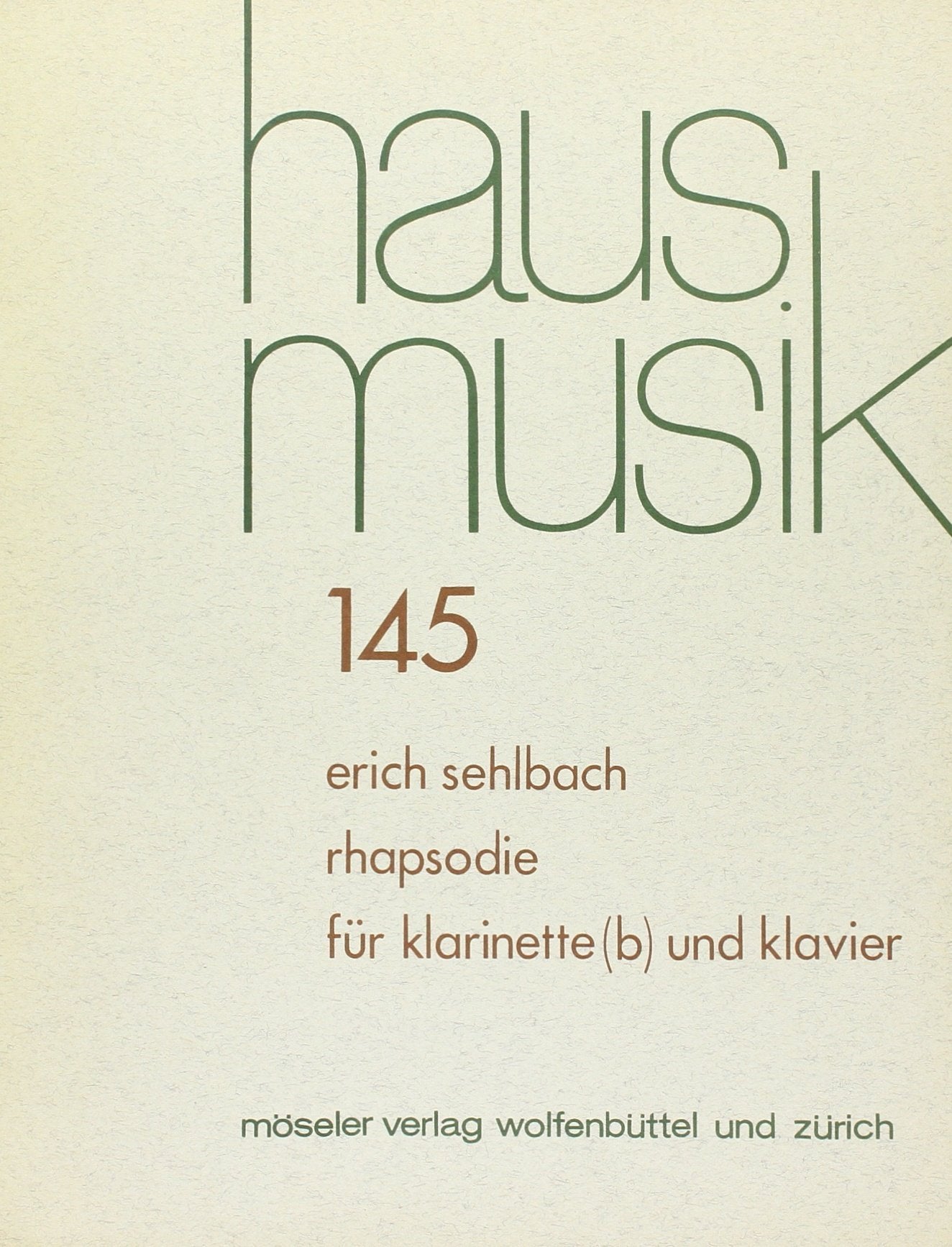 Rhapsodie: 145. Klarinette und Klavier. (Hausmusik, Band 145) Sheet Music