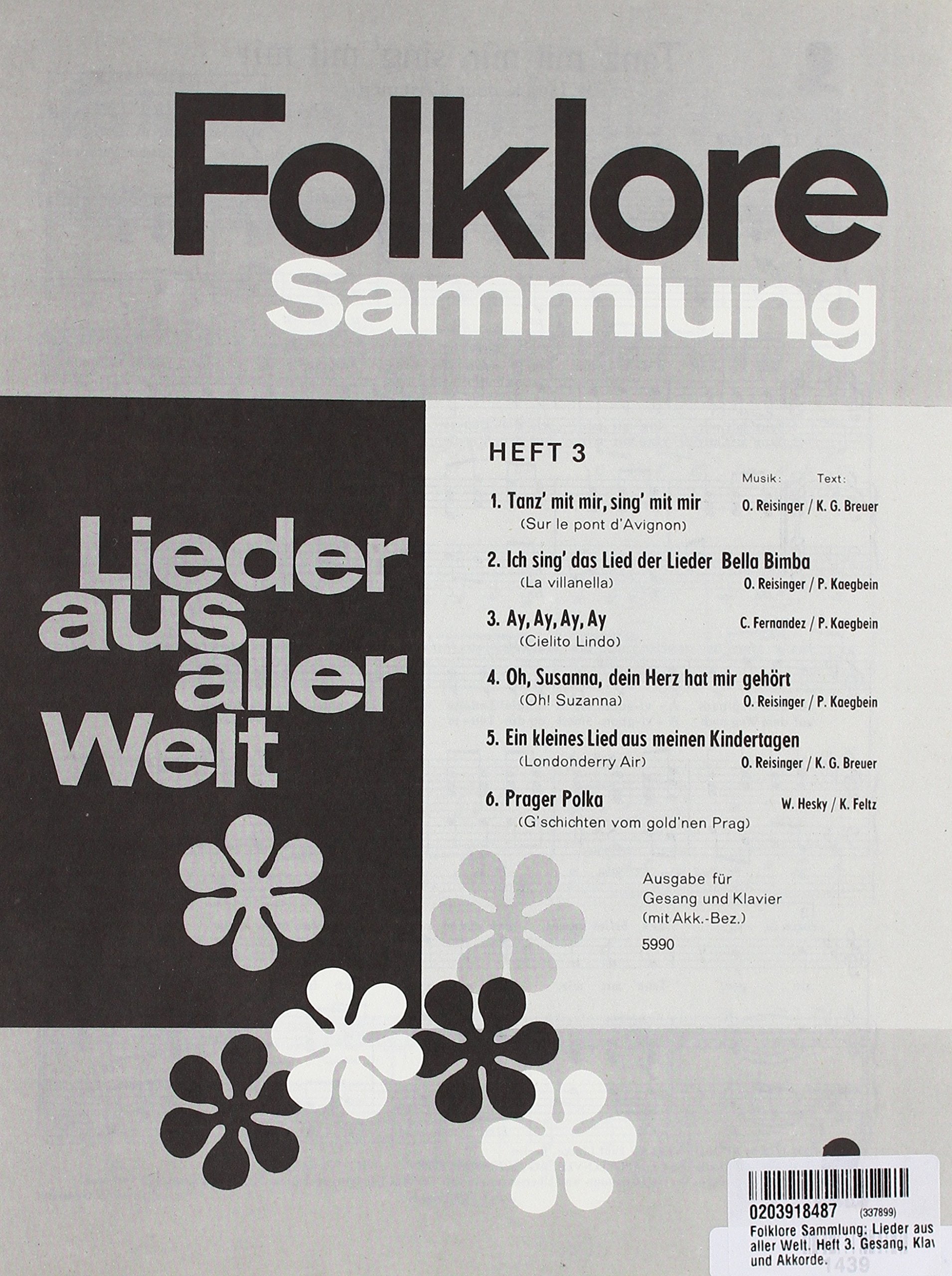 Folklore Sammlung: Lieder aus aller Welt. Heft 3. Gesang, Klavier und Akkorde. Sheet Music