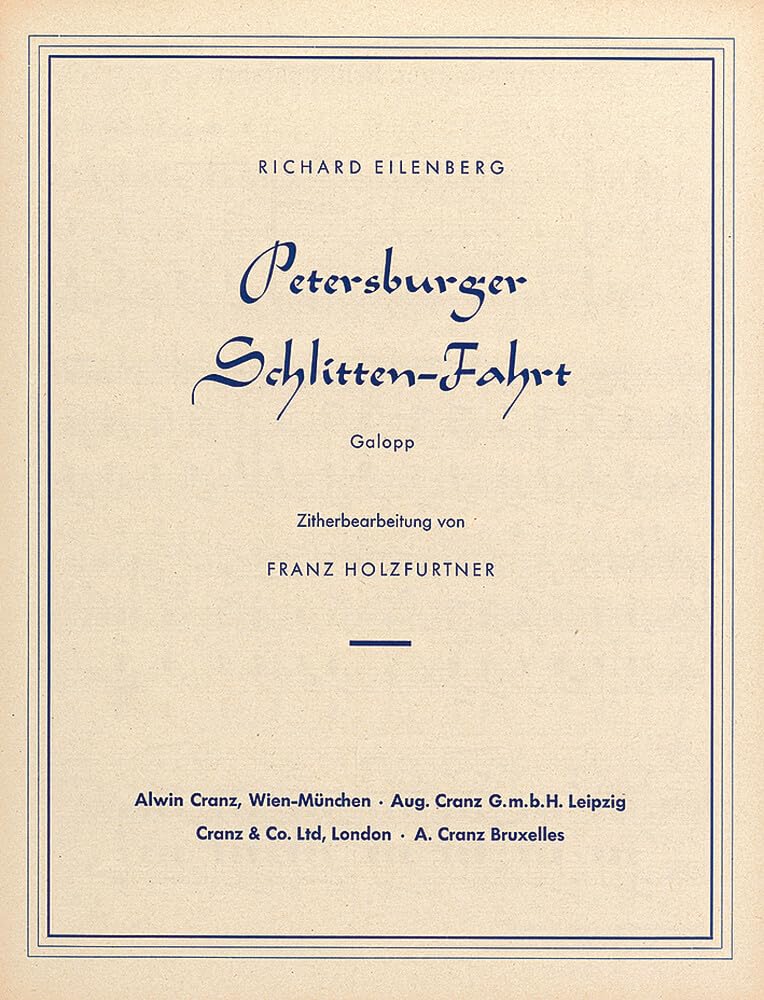 Petersburger Schlittenfahrt: Galopp. op. 57. Zither. Sheet Music