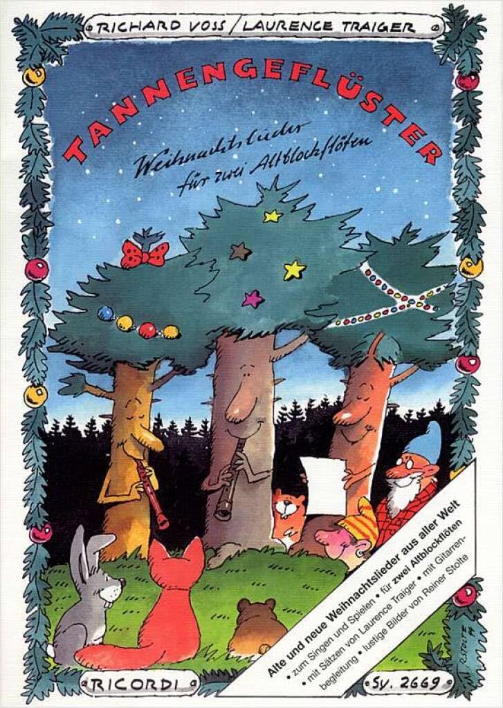 Tannengeflüster, für 2 Altblockflöten: Alte und neue Weihnachtslieder aus aller Welt. Von leicht bis mittelschwer. Mit Liedtexten und Gitarrenbegleitung Sheet Music