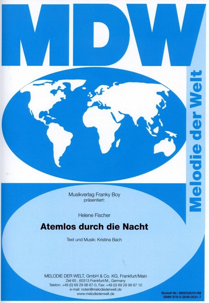 Atemlos durch die Nacht : für Klavier/Gesang/Gitarre Sheet Music