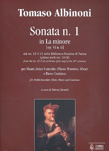 Ut Orpheus Edizioni Albinoni: Sonate Nr. 1 in a-Moll aus dem Hs. CF-V-23 der Biblioteca Palatina in Parma (frühes 18. Jahrhundert) für Altblockflöte (Flöte, Oboe) und Continuo Sheet Music