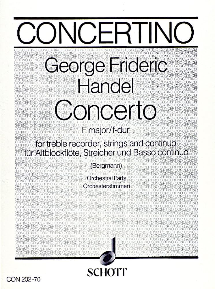 Concerto F-Dur: Alt-Blockflöte, Streicher und Basso continuo. Stimmensatz. (Concertino) Essays & Short Stories