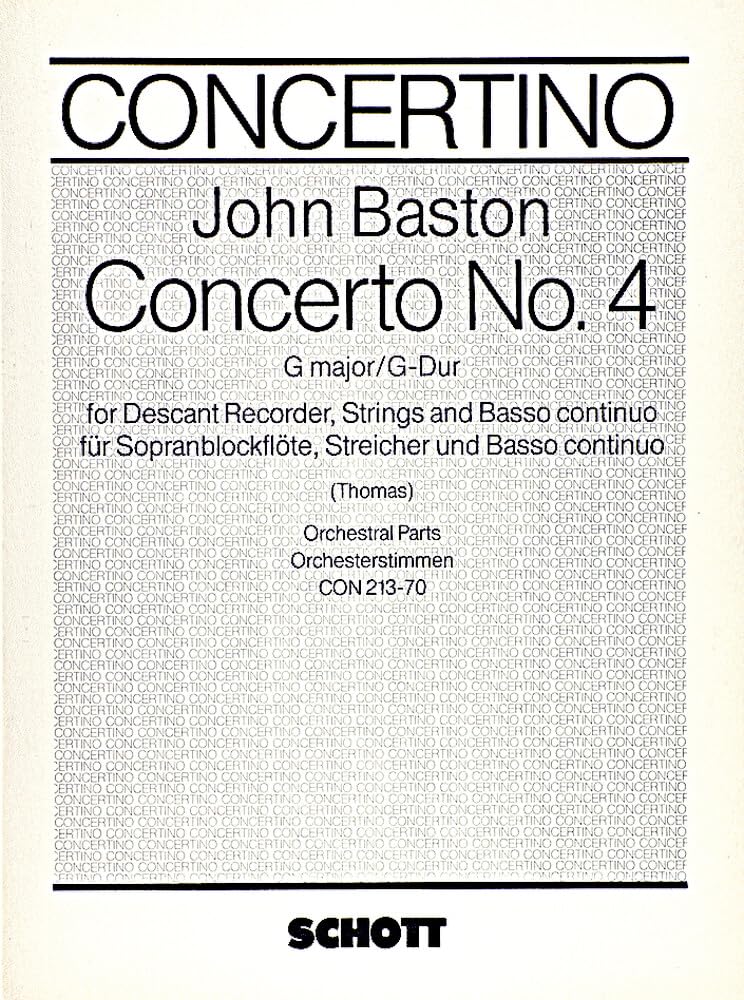 Concerto No. 4 G-Dur: Sopran-Blockflöte, Streicher und Basso continuo. Stimmensatz. (Concertino) Sheet Music