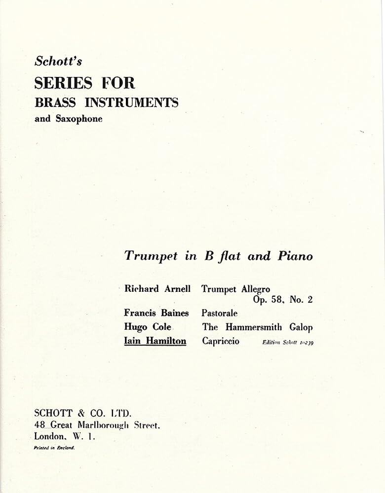 Capriccio: Trompete in B und Klavier. (Series for Brass Instruments and Saxophone) Arts & Music
