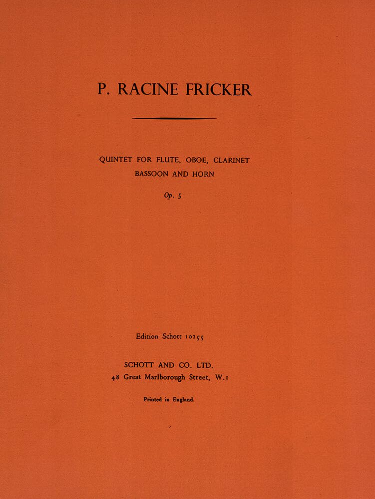 Quintett: op. 5. Flöte, Oboe, Klarinette, Fagott und Horn. Stimmensatz. Sheet Music