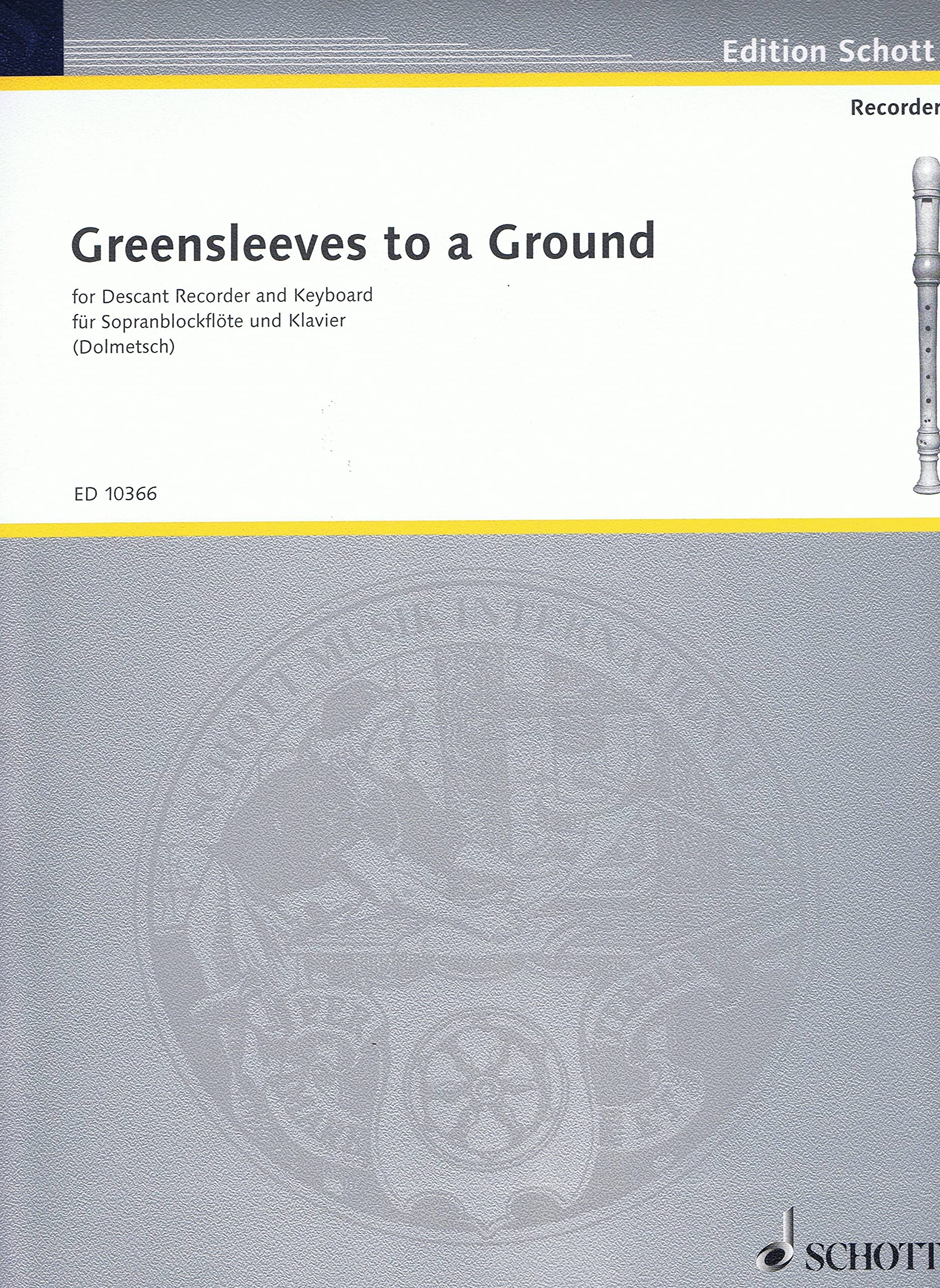 Greensleeves To A Ground - FlS/Po: 12 Divisions. soprano recorder and piano (harpsichord). Sheet Music