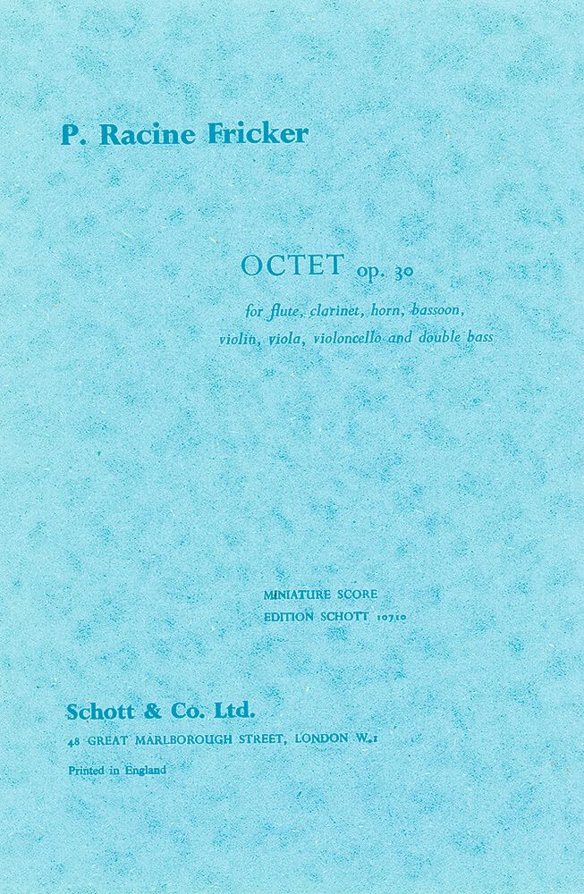 Octet: op. 30. Flöte, Klarinette, Horn, Fagott, Violine, Viola, Violoncello und Kontrabass. Studienpartitur. Sheet Music