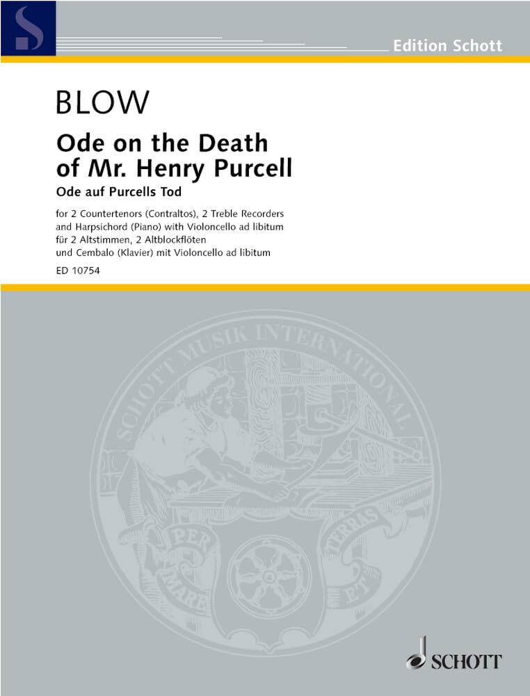 Ode on the death of mr. henry purcell -partition+parties separees book