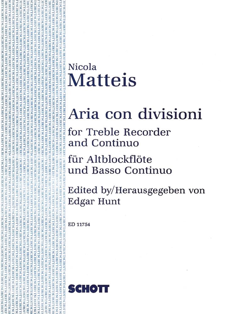 Aria con Divisioni: Alt-Blockflöte und Klavier. Sheet Music
