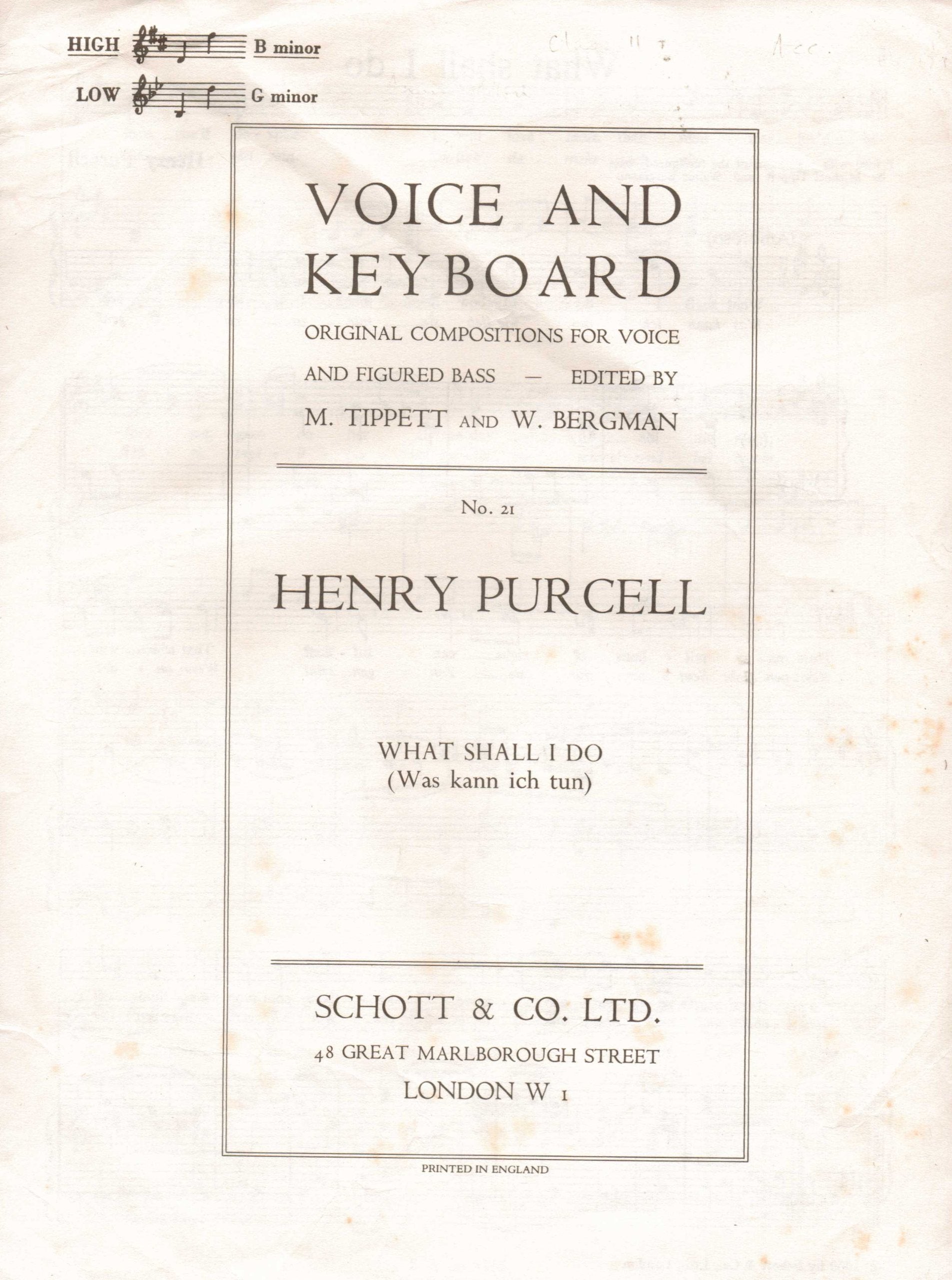What shall I do: Was kann ich tun. Nr. 21. hohe Singstimme und Klavier. hoch. (Voice and Keyboard, Nr. 21) Sheet Music