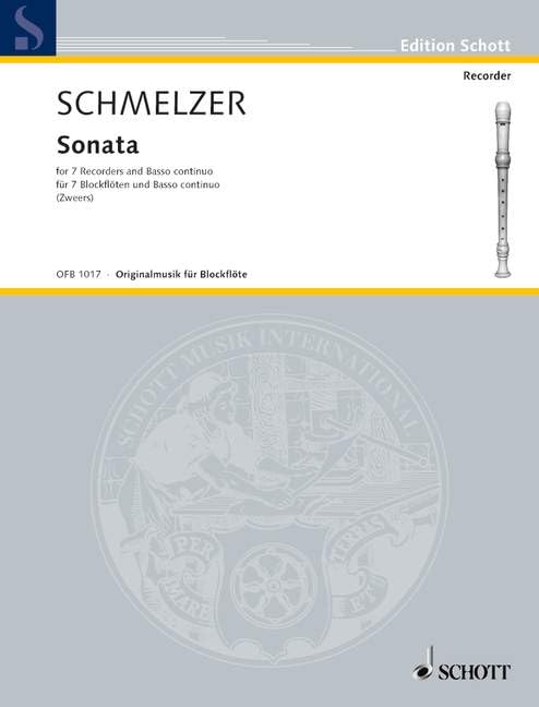 Sonata: 7 recorders (SSAATTB); basso continuo and cello ad libitum. Partition et parties. Sheet Music