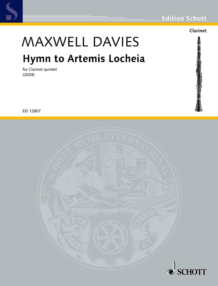 Hymn to Artemis Locheia: op. 252. Klarinette und Streichquartett. Partitur und Stimmen. (Edition Schott) Sheet Music